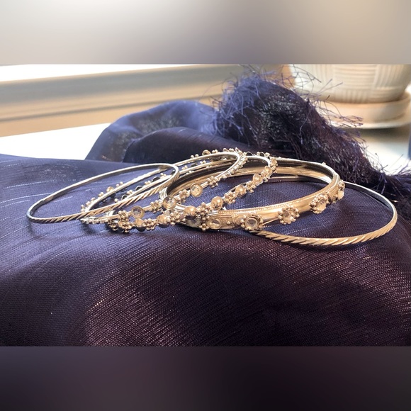 Silver Tone 5pc Bangle Bracelets - Picture 4 of 6